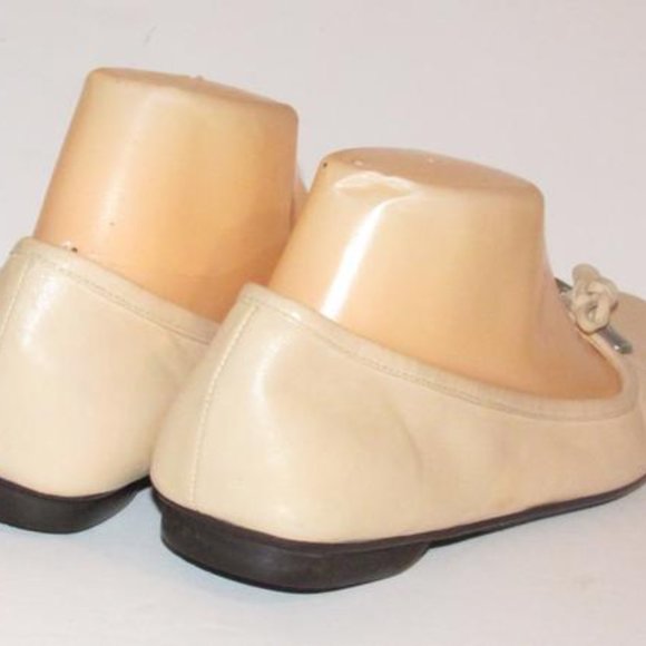 Prada Pink Beige Almond Toe Chrome Accent Designer Flats - Picture 12 of 12